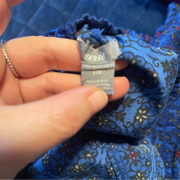 Aerie Blue Patterned Elastic Waist Harem Lounge Pants L - Picture 3 of 4